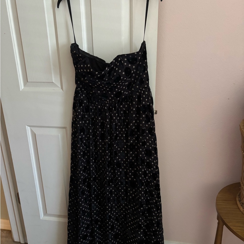 New Anthropologie x Hutch Velvet Polka Dot Womens Dress sz 12 Strapless